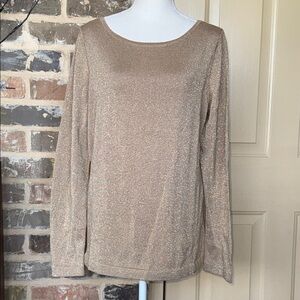 NWT Jones NY Collection Elegant Gold Shimmer Knit Long Sleeve Top Sz XL